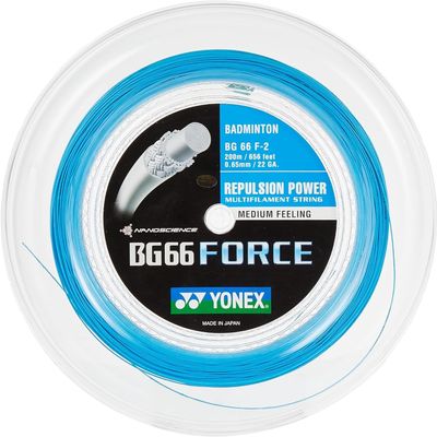 YONEX BG66 Force Badminton String - 200m Reel, Cyan