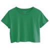 Women's Loose Fit Crop Tops Round Neck Short Sleeve Casual 100% Cotton Cropped Top Tee T-Shirt, Dartmouth Green, Large view 1