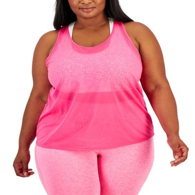 Ideology Womens Plus Fitness Sport Tank Top Pink 2X