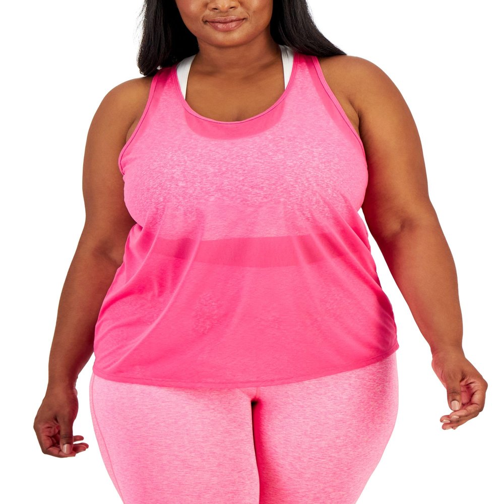 Ideology Womens Plus Fitness Sport Tank Top Pink 2X