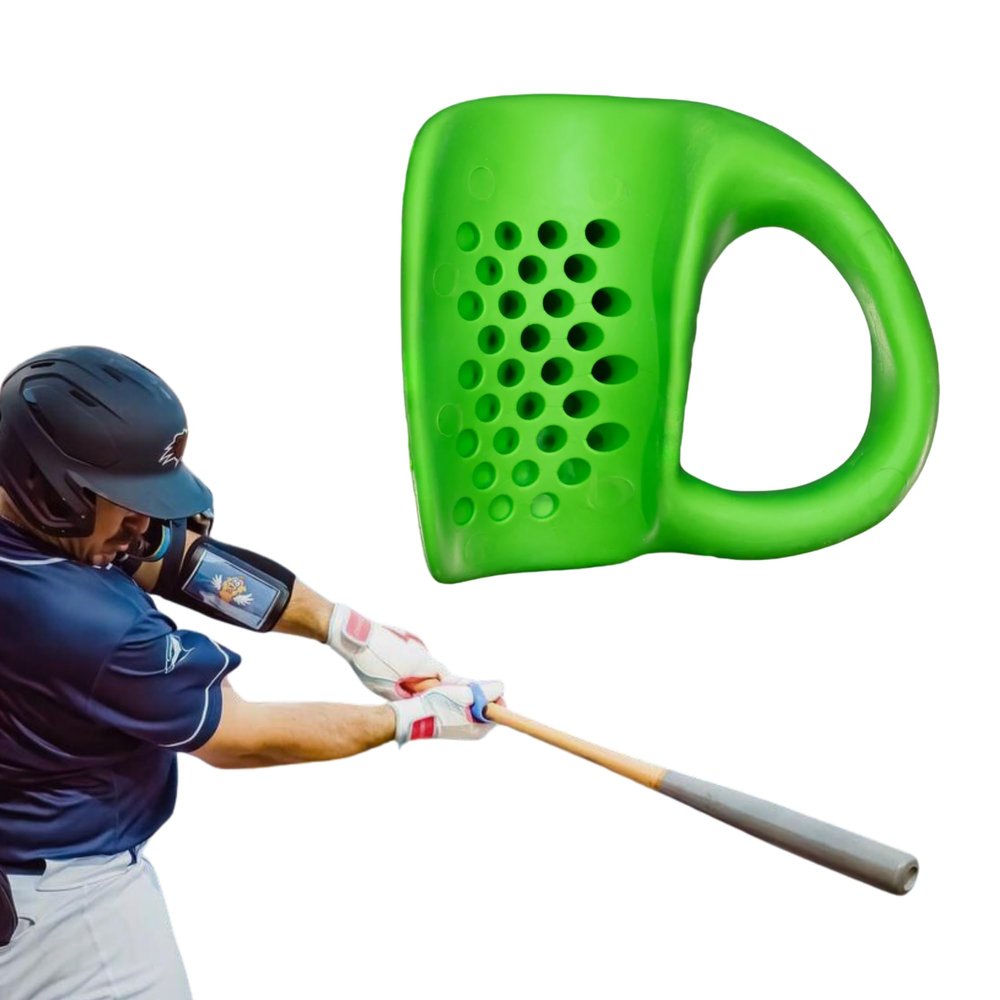 Right Hand - Launchpad Baseball Thumb Guard and Swing Trainer, Unique Bat-Shaped Channel, Protects Against Bat Sting, Improves Grip and Control, for Youth and Pro Hitters (Green)