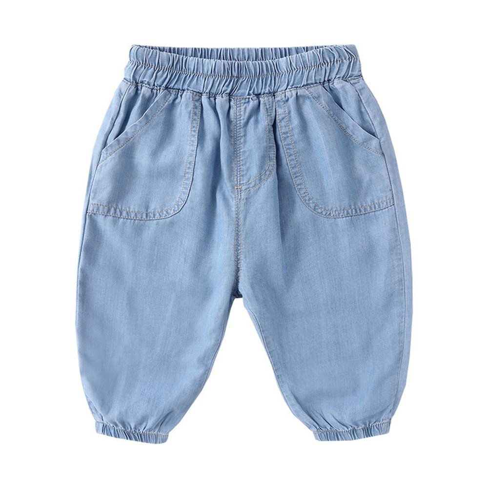 Toddler Baby Baggy Jeans Boys Girls Harem Pants Pull On Denim Joggers Loose Elastic Waist (Light Blue, 4-5 Yeadrs)