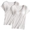 2PCS T-Shirt with Built-in Bra Women Workout Yoga Tops Short Sleeve Padded Bras Soft Pajama Plus Size Athletic Shirts view 1