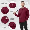T.Chilyn Mens Polo Shirts with Pocket, Long Sleeve Big and Tall Polo Shirts for Men, Cotton Blend Performance Casual Stylish Lightweight Collared Men's Golf Shirts for Daily (Wine Red, 4XL) view 2