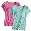 2PCS T-Shirt with Built-in Bra Women Workout Yoga Tops Short Sleeve Padded Bras Soft Pajama Plus Size Athletic Shirts view 1