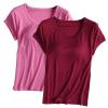 2PCS T-Shirt with Built-in Bra Women Workout Yoga Tops Short Sleeve Padded Bras Soft Pajama Plus Size Athletic Shirts
