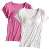 2PCS T-Shirt with Built-in Bra Women Workout Yoga Tops Short Sleeve Padded Bras Soft Pajama Plus Size Athletic Shirts view 1