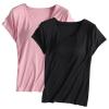 2PCS T-Shirt with Built-in Bra Women Workout Yoga Tops Short Sleeve Padded Bras Soft Pajama Plus Size Athletic Shirts view 1