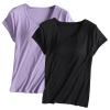 2PCS T-Shirt with Built-in Bra Women Workout Yoga Tops Short Sleeve Padded Bras Soft Pajama Plus Size Athletic Shirts