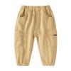Toddler Baby Boys Khaki Cargo Pants Elastic Waist Pull on School niform Hiking Pants Stretch Twill (Khaki, 3-4 Years) view 1