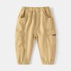 Toddler Baby Boys Khaki Cargo Pants Elastic Waist Pull on School niform Hiking Pants Stretch Twill (Khaki, 3-4 Years) view 2