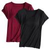 2PCS T-Shirt with Built-in Bra Women Workout Yoga Tops Short Sleeve Padded Bras Soft Pajama Plus Size Athletic Shirts view 1
