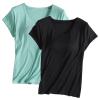2PCS T-Shirt with Built-in Bra Women Workout Yoga Tops Short Sleeve Padded Bras Soft Pajama Plus Size Athletic Shirts