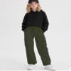 Betusline Girl's High Waist Wide Leg Cargo Pants Y2K Parachute Pants with Pockets and Drawstring, Army Green, 7-8 Years = Tag 140 view 3