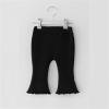 Toddler Baby Girls Flare Leggings Ribbed Ruffled Pants Plain Bell Bottom Pull on Trousers Slim Fit (Black, 6-12 Months) view 2