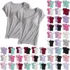 2PCS T-Shirt with Built-in Bra Women Workout Yoga Tops Short Sleeve Padded Bras Soft Pajama Plus Size Athletic Shirts view 1