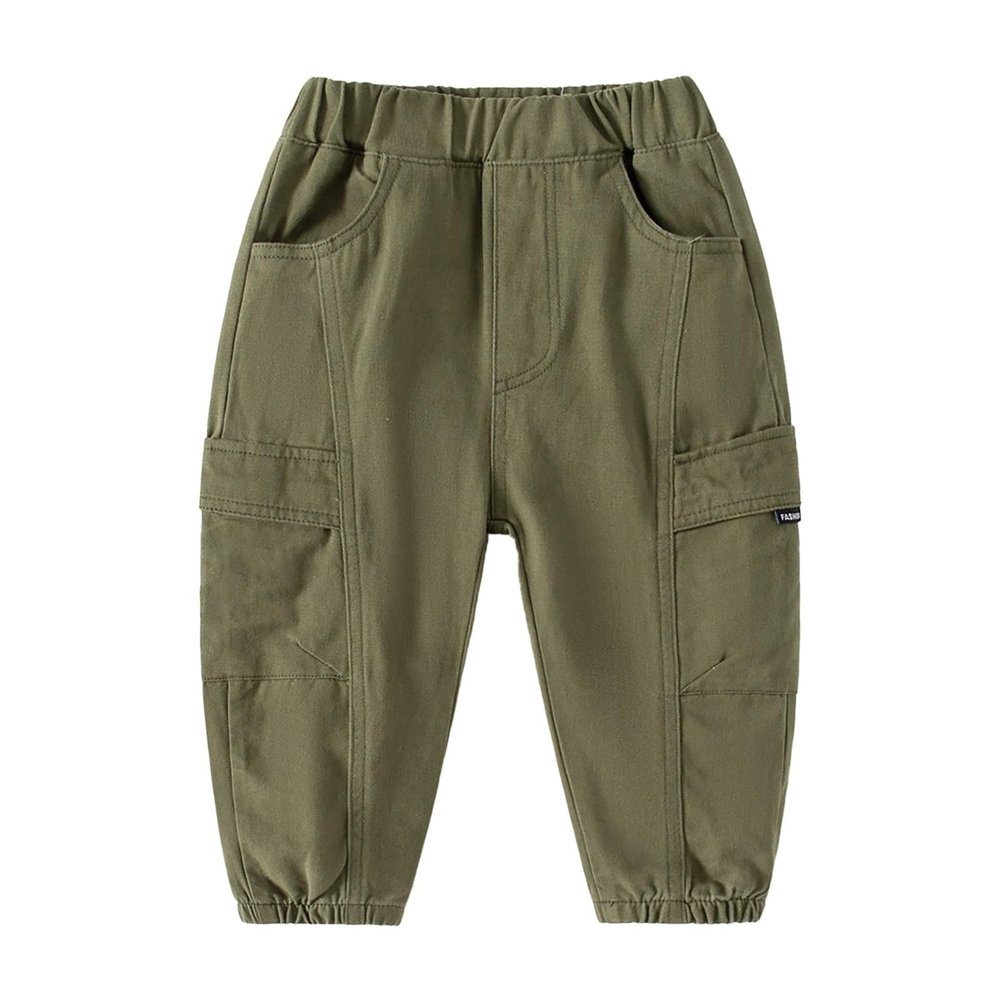 Toddler Baby Boys Khaki Cargo Pants Elastic Waist Pull on School niform Hiking Pants Stretch Twill (AG, 2-3 Years)