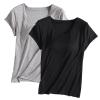 2PCS T-Shirt with Built-in Bra Women Workout Yoga Tops Short Sleeve Padded Bras Soft Pajama Plus Size Athletic Shirts view 1