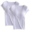 2PCS T-Shirt with Built-in Bra Women Workout Yoga Tops Short Sleeve Padded Bras Soft Pajama Plus Size Athletic Shirts view 1