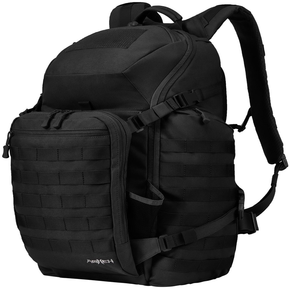 AMHEH 52L 1050D Tactical Backpack - 72 Hour Emergency Get Home Bug Out Bag with 17" Laptop and Helmet Pocket Heavy Duty Work, Black