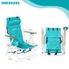 Backpack Beach Chair Set of 2,4 Position Portable Folding Camping Chair for Adults,Sturdy & Lightweight Reclining Chair with Headrest,Armrests,Cup Holder for Outdoor Sand (Green) view 3