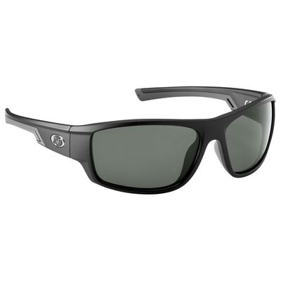 Flying Fisherman Reefline Polarized Wrap Sunglasses, Matte Black Frame/Smoke Lens, Medium