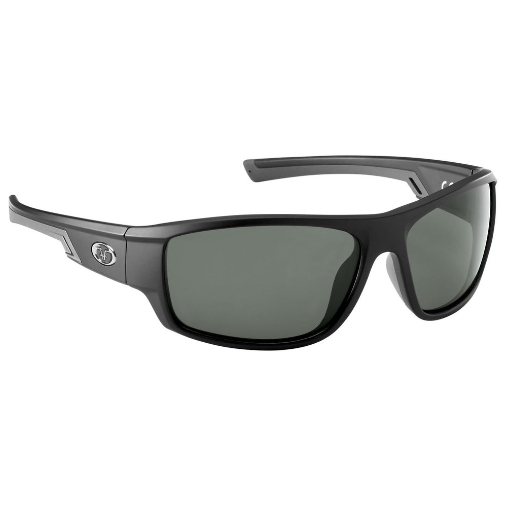 Flying Fisherman Reefline Polarized Wrap Sunglasses, Matte Black Frame/Smoke Lens, Medium