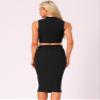 Allegra K Two Pieces Skirt Sets for Women's Summer 2025 Sleeveless Mock Neck Tank Top Bodycon Skirts X-Small Black view 3