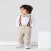 Boarnseorl Baby Boys Gentleman Outfits Pants Sets,Infant Shirt + Pants + Bow Tie + Suspenders,6-9M view 2