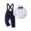 Boarnseorl Baby Boys Gentleman Outfits Pants Sets,Infant Shirt + Pants + Bow Tie + Suspenders,6-9M view 1