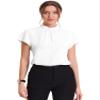 Allegra K Mock Neck Work Top for Women's Cap Sleeve Pleated Front Basic Solid Blouse XX-Large White view 1