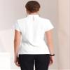 Allegra K Mock Neck Work Top for Women's Cap Sleeve Pleated Front Basic Solid Blouse XX-Large White view 2