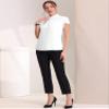 Allegra K Mock Neck Work Top for Women's Cap Sleeve Pleated Front Basic Solid Blouse XX-Large White view 3