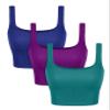 ODODOS 3-Pack Seamless Square Neck Crop Tank for Women Ribbed Knit Soft Low Back Cropped Tops, Long Crop Length, Phlox+Sea Green+Lapis, X-Small/Small view 1