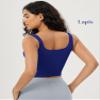 ODODOS 3-Pack Seamless Square Neck Crop Tank for Women Ribbed Knit Soft Low Back Cropped Tops, Long Crop Length, Phlox+Sea Green+Lapis, X-Small/Small view 4