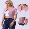 Allegra K Casual Business Cropped Blazer for Women's Short Sleeve Collarless Open Front Cardigan Work Jacket Shrug X-Large Pink view 2