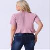 Allegra K Casual Business Cropped Blazer for Women's Short Sleeve Collarless Open Front Cardigan Work Jacket Shrug X-Large Pink view 3