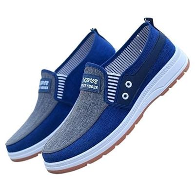 Lightweight and Breathable Men's Slip-On Canvas Shoes for All Seasons,Men's Walking Shoes (Vibrant Blue,7)