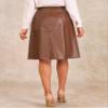 Allegra K Faux Leather Skirts for Women 2026 High Waisted A-Line Elegant Dressy Casual PU Midi Skirt with Belt Small Brown view 2