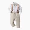 Boarnseorl Baby Boys Gentleman Outfits Pants Sets,Infant Shirt + Pants + Bow Tie + Suspenders,9-12M view 3