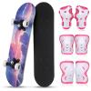 Honoson 7 Pcs Skateboard for Toddlers Beginners Knee Elbow Pads Wrist Guards Gear Set (Pink Oceans,Age 6-10 Kids 24 x 6) view 1
