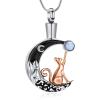 AIWENXI Moon Urns Necklaces for Ashes Cat Cremation Jewelry for Ashes for Men Women Stainless Steel Pet Ash Memorial Cremation Urns Necklaces Pendant Pet Keepsakes Holder Jewelry view 1