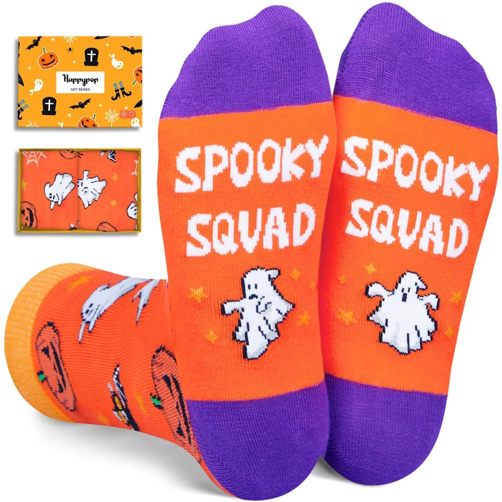 HAPPYPOP Novelty Witchy Themed Gifts - Spooky Halloween Witchy Socks, Horror Socks for Witch Lovers