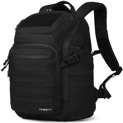 AMHEH 32L Tactical Commute Backpack Suspended 17" Laptop Compartment, MOLLE, Water-Resistant for Office, Travel, Emergency (Black)