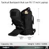 AMHEH 32L Tactical Commute Backpack  Suspended 17" Laptop Compartment, MOLLE, Water-Resistant for Office, Travel, Emergency (Black) view 2