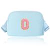 Janhavi Blue Women's Initial Belt Bag, Fanny Pack, Waist Pack - Blue O view 1