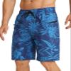 APTRO 2 in 1 Men's Swim Trunks 9" with Zipper Pockets Bathing Suit Built-in Board Shorts Swimwear Long Shorts Blue-Pineapple S view 2