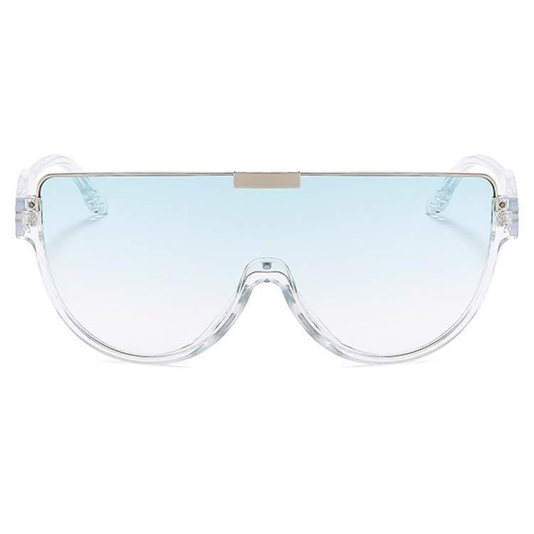 bullabulling Sunglasses Women Oversized One Piece Frame UV400 Sun Glasses Trendy Retro Shades Wrap Around Shield Goggles (clear/blue lens)