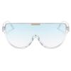 bullabulling Sunglasses Women Oversized One Piece Frame UV400 Sun Glasses Trendy Retro Shades Wrap Around Shield Goggles (clear/blue lens) view 1