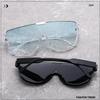 bullabulling Sunglasses Women Oversized One Piece Frame UV400 Sun Glasses Trendy Retro Shades Wrap Around Shield Goggles (clear/blue lens) view 4